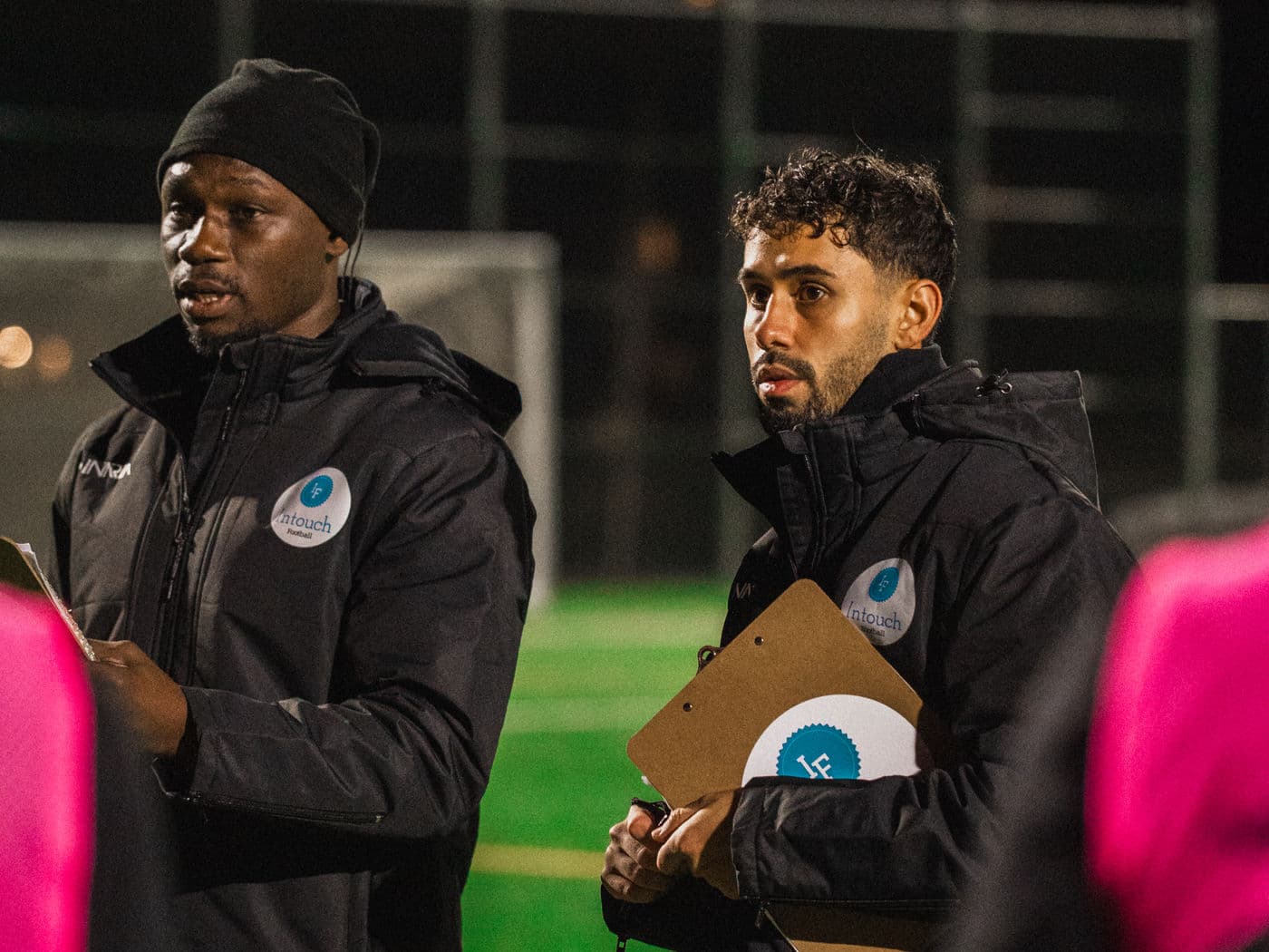 Intouch coaches evaluating players at a combine